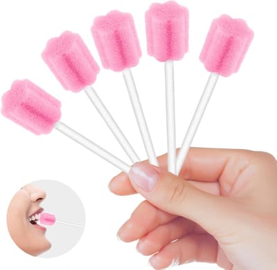 Allecto Plus - Pack van 80 Orale Zorg Swabs - Neutrale Wegwerp Mondsponsjes - Steriele Katoenen Swabs - Mondsponsjes voor Kinderen en Volwassenen - Roze kleur