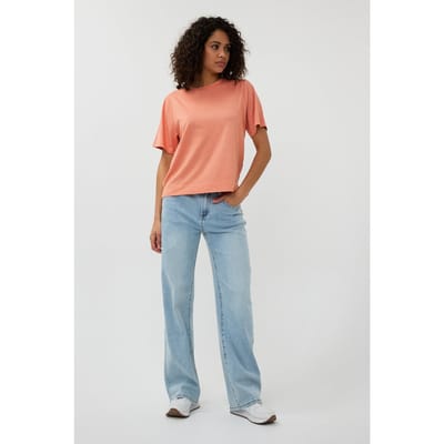 EsQualo T-shirt S/slve Wide Fit Lurex Apricot Maat: XS | Tops Outlet | Dames | Blauw