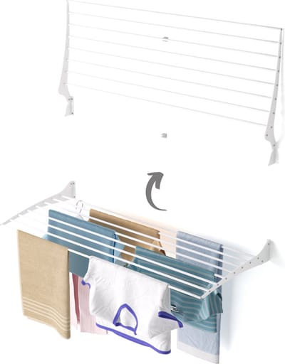 Foxydry Fold 116 cm white wasdroogrek wandmontage clicksysteem - 116 x 50 x 10 cm