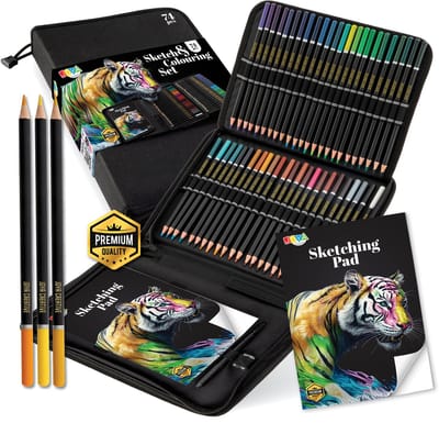 Professionele Tekenset voor Volwassenen 74pcs - Kleurpotloden voor volwassenen - Tekenen en Kleuren - Zwarte Fineliner - Grafietpotloden - Tekenen en Schetsen voor Kinderen en Volwassenen - Joya Creative
