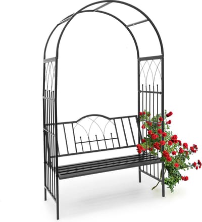 tuinboog met bankje - voor 2 personen - 203x114,5x59 cm - metaal - zwart