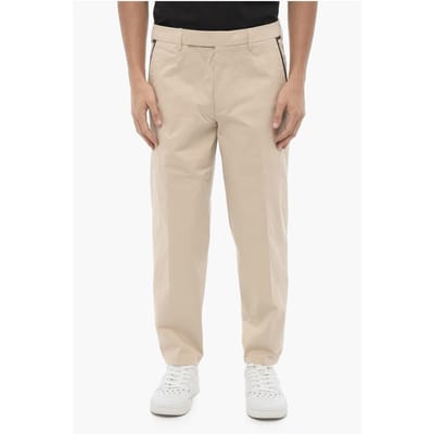 Regular Fit Slim Fit Broek met Riemlussen in Beige
