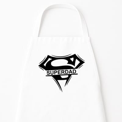 Keukenschort "Superdad" | Vaderdag Cadeau | Kerstcadeau & Sinterklaas Papa | Wit