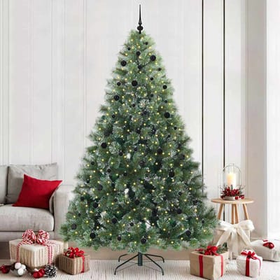 vidaXL - Kunstkerstboom - met - 300 - LED - met - standaard - Groen - 240 - cm - PE - en - PVC