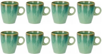 Siaki Koffiemok / theemok Faye - groen - set 8x - 220 ml - mokken - kerammiek - tas