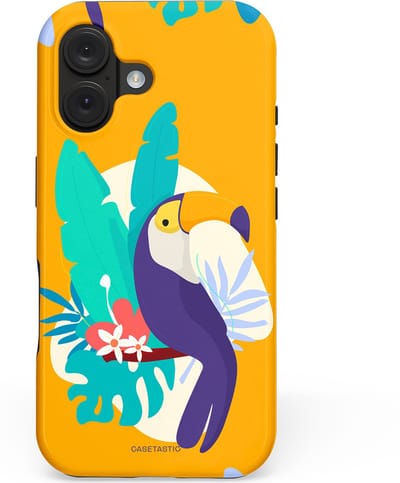 Casetastic hoesje geschikt voor Apple iPhone 16 - MagSafe - Dubbellaagse bescherming - Toeceaan - Fashion Case - Okergeel Turquoise Crème