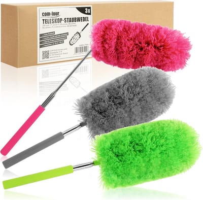 Chenille plumeau met telescopische steel en flexibele kop, 3 stuks