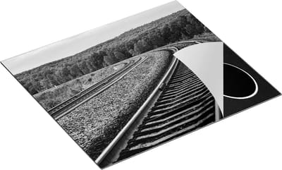Chefcare Inductie Beschermer Rails Spoorwegen in een Bocht - Zwart Wit - 60x50 cm - Afdekplaat Inductie - Kookplaat Beschermer - Inductie Mat