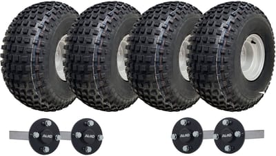 22x11.00-8 dubbelassige ATV-quad-aanhangwagen met noppenbanden, goedgekeurd voor de openbare weg, laadvermogen 620 kg