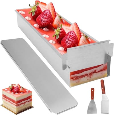 Aanpasbare Tiramisu Bakvorm met Deksel, RVS, Rectangular voor Mousse en Taartdecoratie, Perfect voor Feestdagen en Bakprojecten