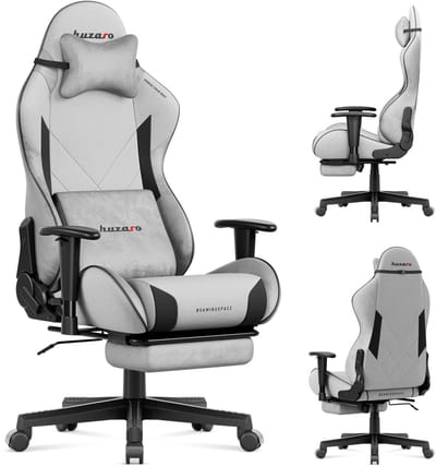Huzaro Force 5.7 Gaming Stoel - ergonomische gamingstoel met verstelbare functies - veloursstof - grijs