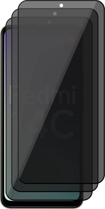 Privacy Screenprotector geschikt voor Xiaomi Redmi 14C - 3x Volledig Dekkend Glas Screen Protector