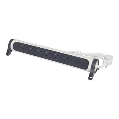 Legrand Premium Automatisch Stopcontact 6x2P Met Randaarde 1,5m Zwart-Wit (Europese Stekkerdoos) - 049441 [5 stuks]