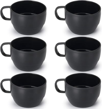 Set van 6 Koffiemokken, 350ml, Duurzame Lichtgewicht Plastic Bekers voor Thuis, Buiten, Picknick en Camping, Perfecte Verjaardagscadeau