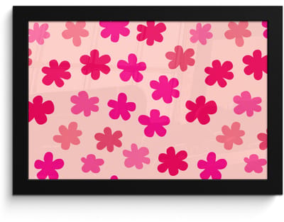 Poster in lijst - Fotolijst 30x20 cm - Posters - Bloemen - Patroon - Roze - Posterlijst zwart - Decoratie - Wanddecoratie woonkamer - Muurdecoratie slaapkamer