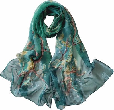LIXIN Elegant Stijlvol Sjaal Dames - Kleur 6 - Hals sjaaltje 160x50 cm - Neksjaaltje - Dames nek sjaaltje - Pure zijde gevoel - Zijde Blend - Omslagdoek - Satijn Zijdezacht -  Bloemenprint - Dames accessoires