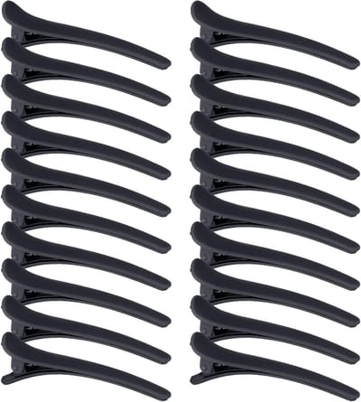 Set van 20 enkele haarspelden van plastic - Alligator haarclips voor kappers en haarstyling accessoires voor dames, heren en meisjes - Zwart