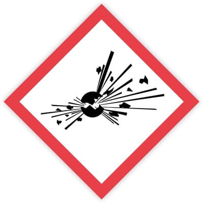 Gevaarsetiketten GHS 01 Explosief - Explosive - Formaat 25 x 25 cm