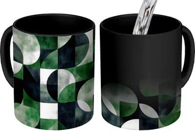 Magische Mok - Foto op Warmte Mokken - Koffiemok - Abstract - Groen - Vormen - Magic Mok - Beker - 350 ML - Theemok