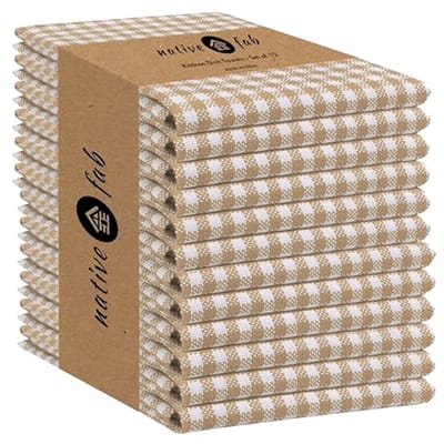 Keukendoeken Set - Theedoeken Vaatdoeken - Keukenwerk Schoonmaken - Zeer Absorberend - 12 Stuks 15x25 - Beige Wit