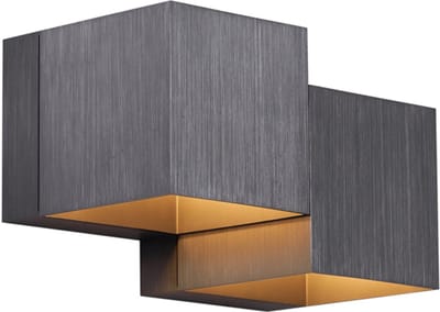 QAZQA transfer double - Moderne Wandlamp voor binnen - 2 lichts - L 16 cm - Gunmetal - Woonkamer | Slaapkamer | Keuken