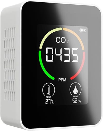 Co2 Detector - Luchtkwaliteit Meter - Binnenklimaat Meten - NDIR Sensor - 1500mAh Batterij - Wit