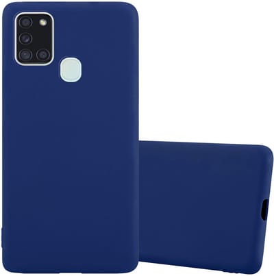 Cadorabo Hoesje geschikt voor Samsung Galaxy A21s in CANDY DONKER BLAUW - Beschermhoes gemaakt van flexibel TPU silicone Case Cover