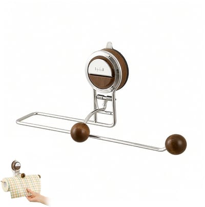 Ynkkvre - Keukenrolhouder met Zuignap - Keukenrolhouder met Sterke Zuignap – Met Automatische Veerhendel en L-Haak – Stevige Metalen Papierrolhouder voor Keuken, Badkamer & Tegels