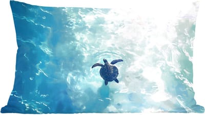 Sierkussens - Kussentjes Woonkamer - 60x40 cm - Schildpad - Zee - Blauw - Schittering