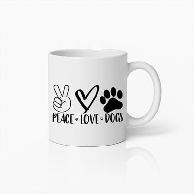 Koffiemok 330ml – Peace Love Dogs – Schattige Hond Poot Beker – Leuk Cadeau voor Hondenbezitters & Dierenliefhebbers
