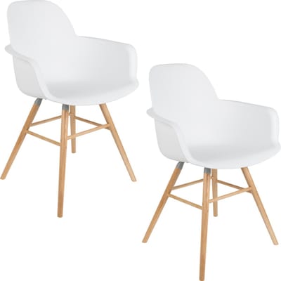 Zuiver Albert Kuip Eetkamerstoelen Armleuning Wit - Set van 2
