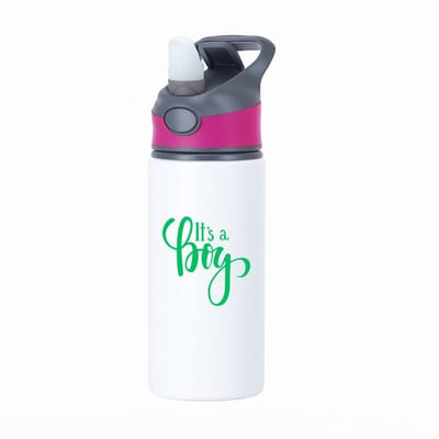 Hacebo® - It's a Boy waterfles met rietje roze - Baby - Kersverse ouders - Geboorte kraamcadeau jongen - babyshower - water fles - 650ML