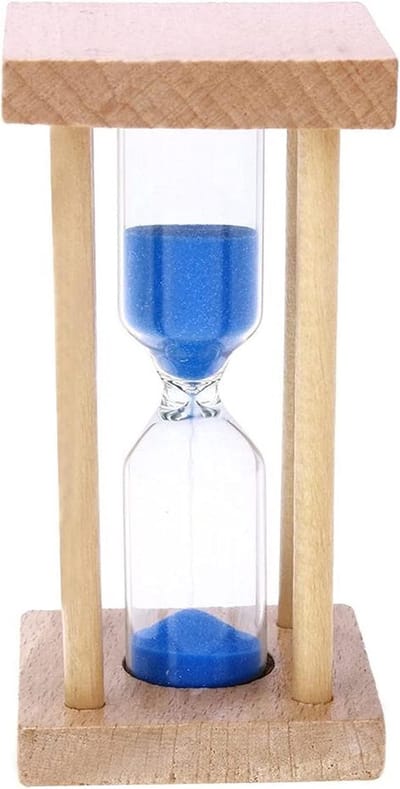 Zandloper Houten Frame - Zandtijdklok Zandloper - Tanden Poetsen - Kleurrijk Zand - 85 x 42 cm - Blauw