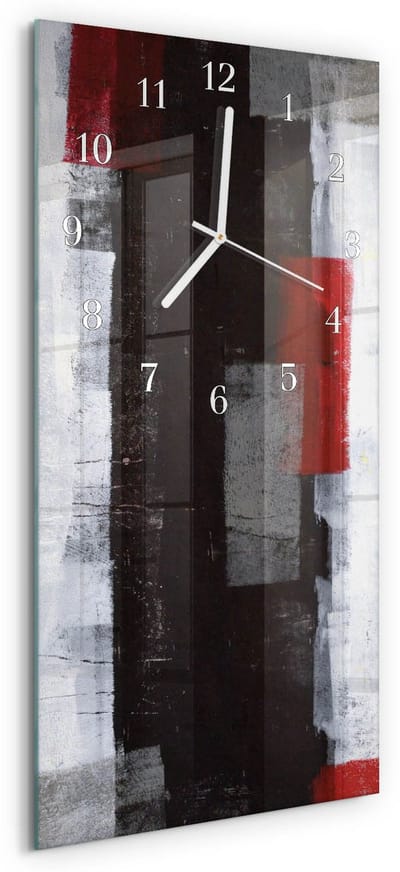 Tulup Wandklok - Abstractie Moderne Glazen Wandklok - 30x60 cm - Veelkleurig Wandklok Glas Met Motief - Witte Handen - Rechthoekige Wandklok - Klok Glas Met Opdruk - Moderne Wandklok Glas