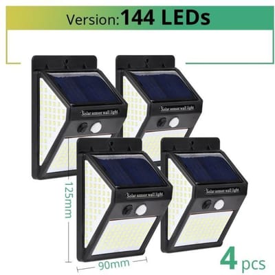 Lampadaire extérieur,Lampe solaire à 30 LED avec détecteur de mouvement PIR, imperméable, éclairage d'extérieur - 4 Pieces 144 LEDs