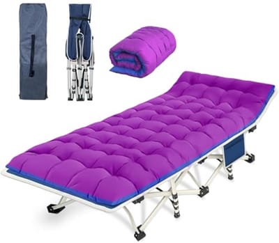 Comfortabel Kinderbed met Matras voor Camping en Thuis, Opvouwbare Slaapbedden met Draagtas