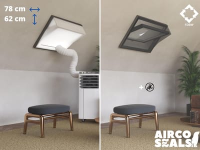 Raamafdichtingskit Mobiele Airco - Met Hor – 78 x 62 cm Velux MK27 | Fakro/Optilight 33 -  Dakraam - Airco Slang Afsluiten – Velux Tuimelvenster Oplossing - Dakraam Afdichting