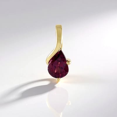 Cavill - Zilveren Hanger 925 Sterling Zilver Verguld - Naktamunda Rhodoliet Granaat 0,656 ct Druppelgeslepen - Luxe Moderne Dames Hanger