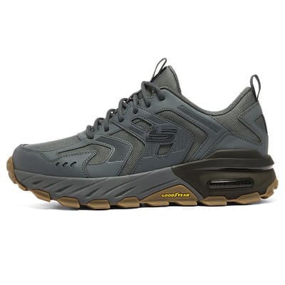 Skechers Max Protect Leer Ronde Neus Vetersluiting Halfhoge Casual Schoenen Heren sneaker Donkergrijs Blauw 237307C-SLT 44 gray