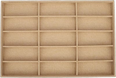 Zonnebril Organizer - Brillenlade Display - Accessoires Opbergen - 15 Vakken - 34x51cm - Jute