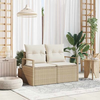 vidaXL - Tuin - Sofa - met - kussen - 120 - x - 62 - x - 69 - cm - poly - rattan