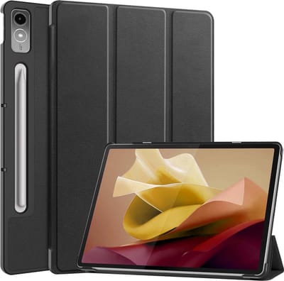Hoes - Geschikt voor Lenovo Tab P12 - Dun & Stevig - Trifold Bookcase - Hard Cover Case - Met Uitsparing Geschikt voor Lenovo Pen - Hardcover Book - Tablet Hoesje - Zwart