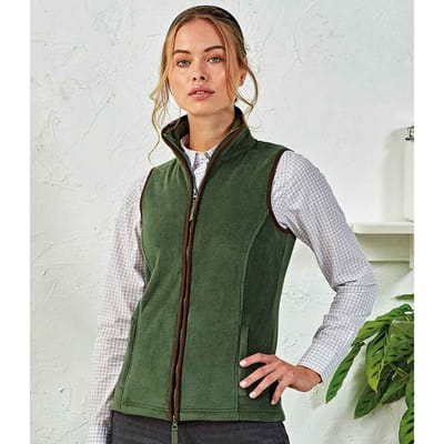 Premier Dames/dames Artisan Fleece Gilet (Mosgroen/bruin)
