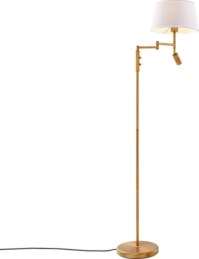 QAZQA ladas - Retro Vloerlamp | Staande Lamp met leeslamp - 1 lichts - H 154 cm - Brons - Woonkamer | Slaapkamer | Keuken