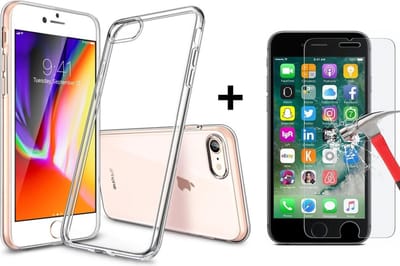 Geschikt voor Extra Stevige Back Cover voor Apple iPhone 7 | iPhone 8 | Transparant Ultra Dunne Siliconen Case | Hoogwaardig TPU Hoesje + Glass Screenprotector