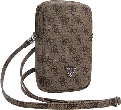Guess Triangle Logo Wallet Pouch met Riem (7 Inch) - Bruin