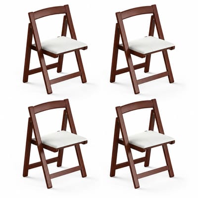 Houten Klapstoelen met Bekleding - Opvouwbare Stoel met Zacht Zitkussen - Scandinavisch Design - Voor Picknicken, kamperen,Eetkamer, Kantoor, Gasten en Feesten - Bruin - 4 Stuks