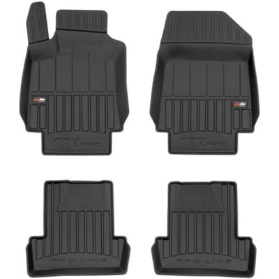 Frogum No.77 Automat / Vloermat - 3D Pasvorm - Geschikt voor Renault Clio III 2005-2013 - TPE Rubber - 4-delig - Hoge Rand 6cm - Zwart