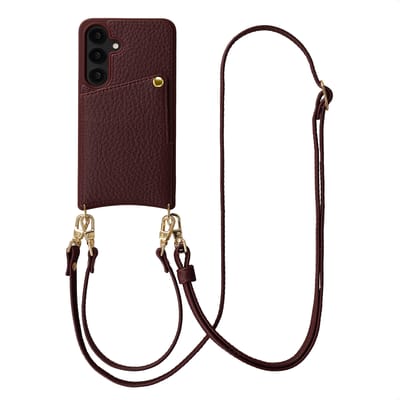 Selencia Hoesje - Geschikt voor Samsung Galaxy S24 / S25 - Backcover met koord en pashouder - Bold Burgundy