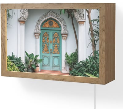 Wandlamp 30x20 cm - Oplaadbaar - Deur - Patronen - Planten - Wandlampen binnen woonkamer - Slaapkamer lamp met kabel - Decoratieve nachtlamp - Vloerlamp snoer